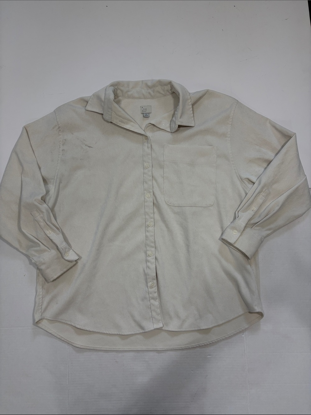 Women’s Corduroy Cream Relaxed Button-Up Shirt